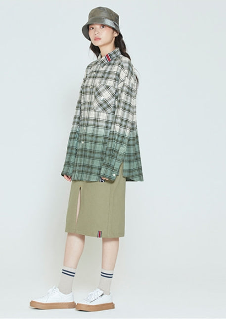 ロマンティッククラウン(ROMANTIC CROWN) GRADATION CHECK SHIRT_KHAKI