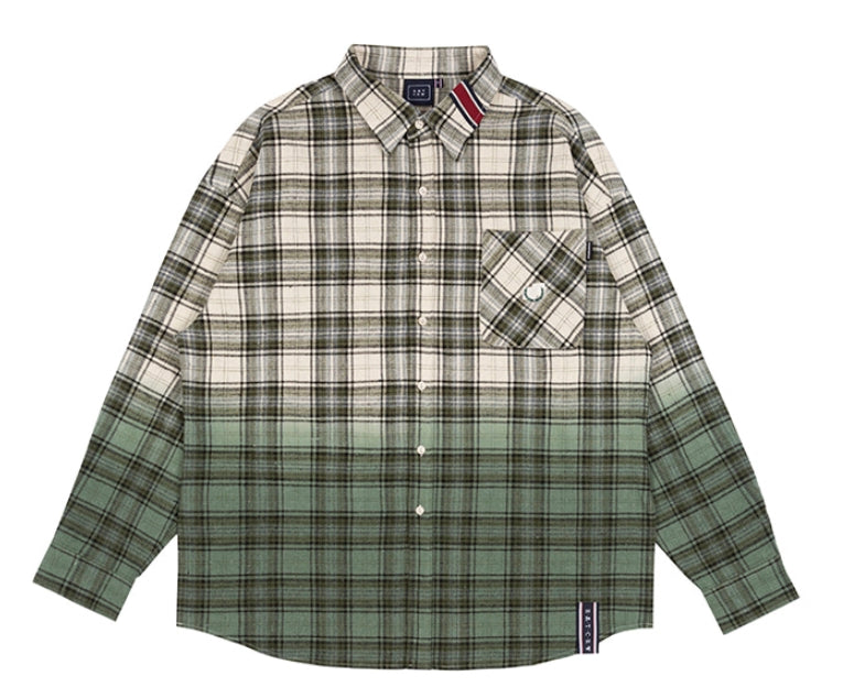 ロマンティッククラウン(ROMANTIC CROWN) GRADATION CHECK SHIRT_KHAKI