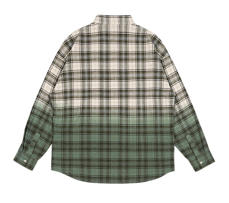ロマンティッククラウン(ROMANTIC CROWN) GRADATION CHECK SHIRT_KHAKI