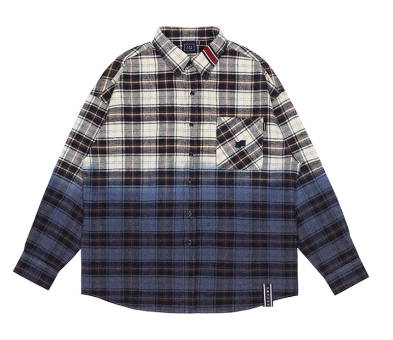 ロマンティッククラウン(ROMANTIC CROWN) GRADATION CHECK SHIRT_NAVY