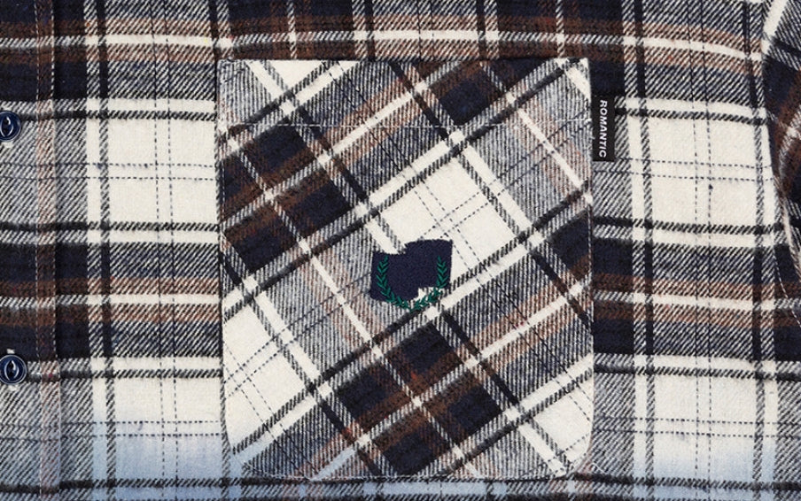 ロマンティッククラウン(ROMANTIC CROWN) GRADATION CHECK SHIRT_NAVY