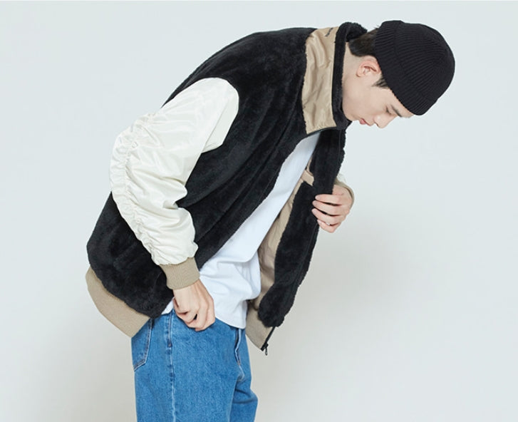 ロマンティッククラウン(ROMANTIC CROWN) COLOR SCHEME FLEECE JACKET_OATMEAL