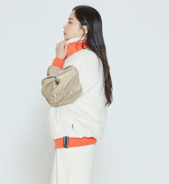ロマンティッククラウン(ROMANTIC CROWN) COLOR SCHEME FLEECE JACKET_BEIGE
