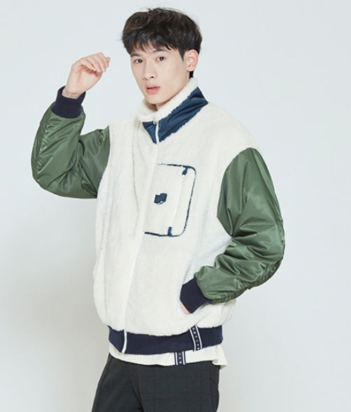 ロマンティッククラウン(ROMANTIC CROWN) COLOR SCHEME FLEECE JACKET_KHAKI