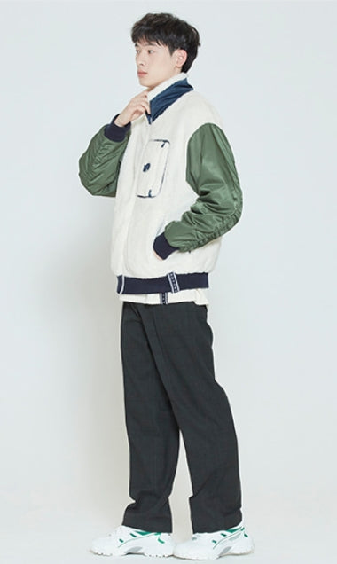 ロマンティッククラウン(ROMANTIC CROWN) COLOR SCHEME FLEECE JACKET_KHAKI