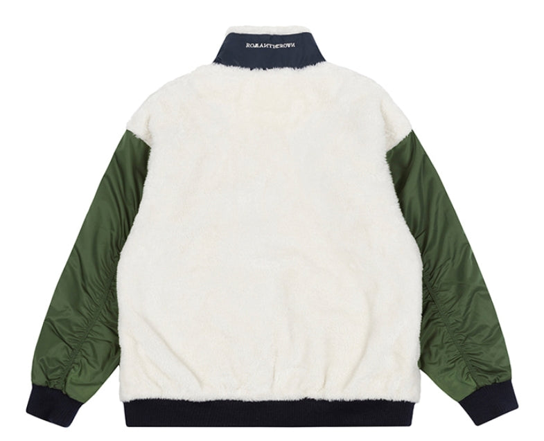 ロマンティッククラウン(ROMANTIC CROWN) COLOR SCHEME FLEECE JACKET_KHAKI