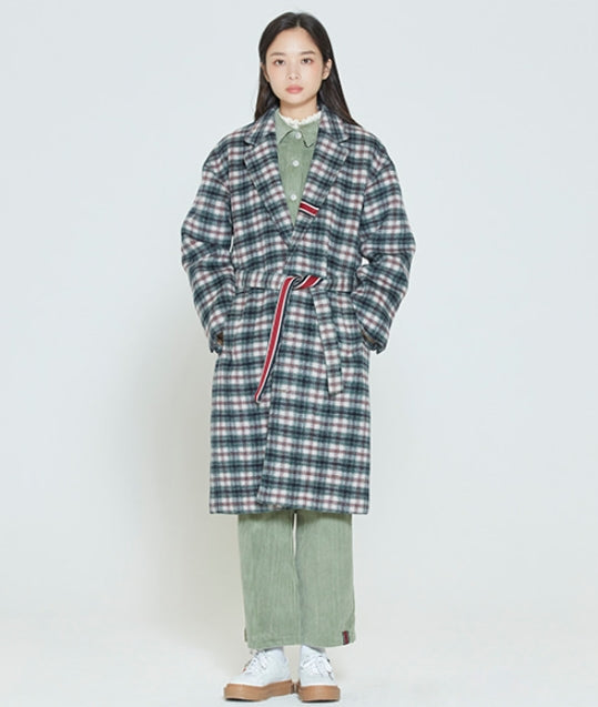 ロマンティッククラウン(ROMANTIC CROWN) CLASSIC CHECK WOOL COAT_OATMEAL