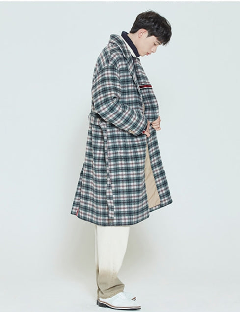 ロマンティッククラウン(ROMANTIC CROWN) CLASSIC CHECK WOOL COAT_OATMEAL