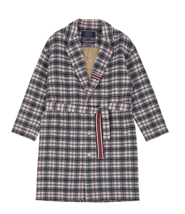 ロマンティッククラウン(ROMANTIC CROWN) CLASSIC CHECK WOOL COAT_OATMEAL