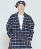 ロマンティッククラウン(ROMANTIC CROWN)  CLASSIC CHECK WOOL COAT_NAVY