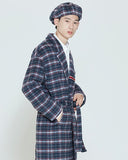 ロマンティッククラウン(ROMANTIC CROWN)  CLASSIC CHECK WOOL COAT_NAVY