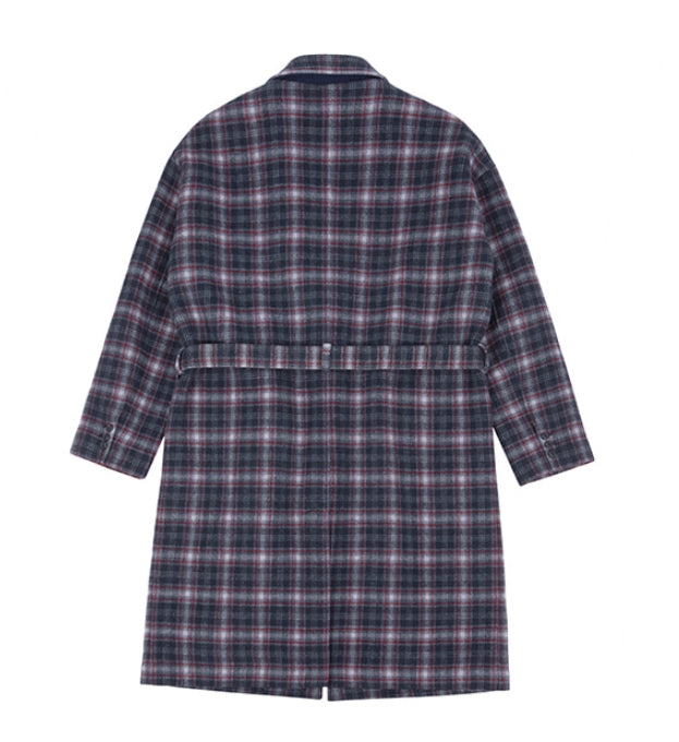 ロマンティッククラウン(ROMANTIC CROWN)  CLASSIC CHECK WOOL COAT_NAVY