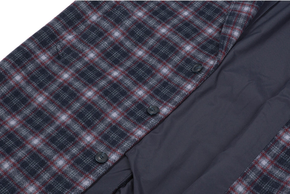 ロマンティッククラウン(ROMANTIC CROWN)  CLASSIC CHECK WOOL COAT_NAVY