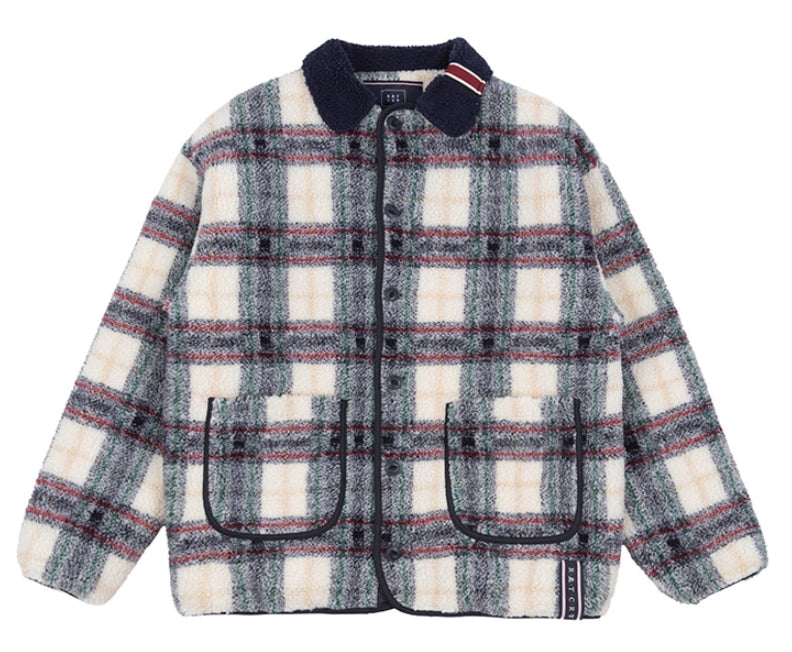 ロマンティッククラウン(ROMANTIC CROWN) CLASSIC CHECK FLEECE JACKET_OATMEAL