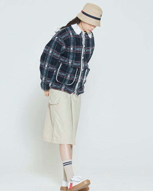ロマンティッククラウン(ROMANTIC CROWN) CLASSIC CHECK FLEECE JACKET_NAVY