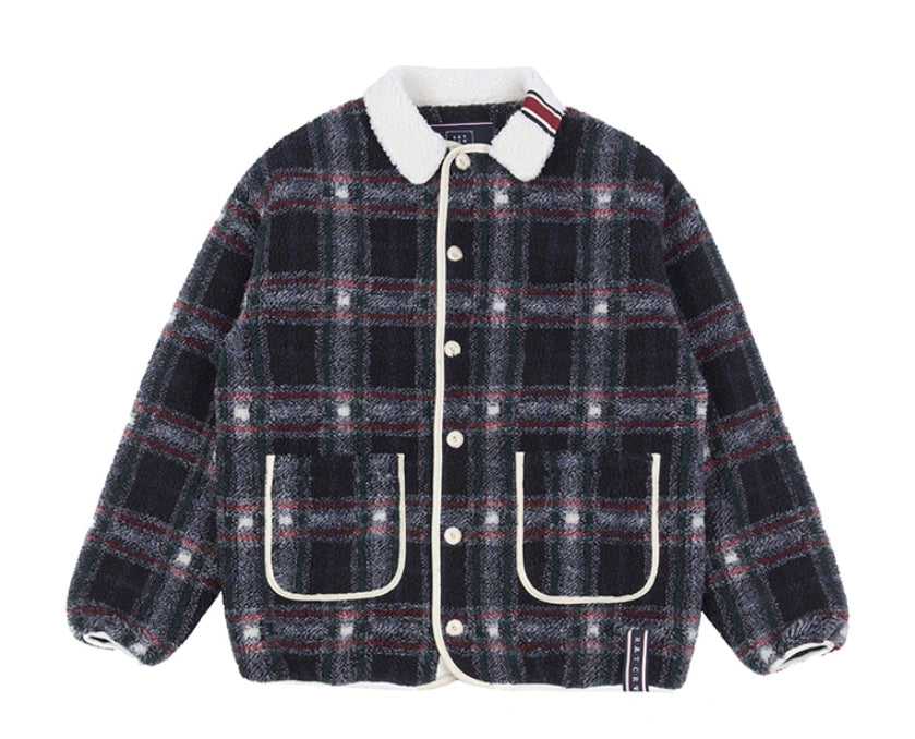 ロマンティッククラウン(ROMANTIC CROWN) CLASSIC CHECK FLEECE JACKET_NAVY