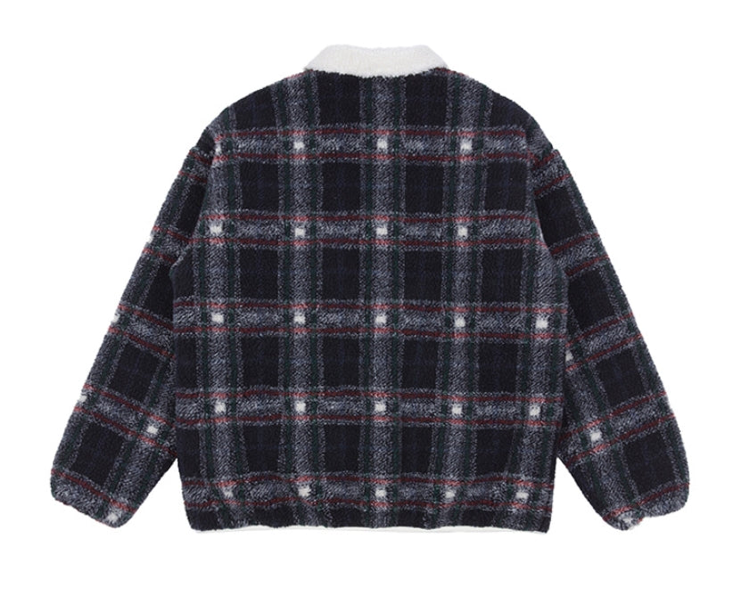 ロマンティッククラウン(ROMANTIC CROWN) CLASSIC CHECK FLEECE JACKET_NAVY