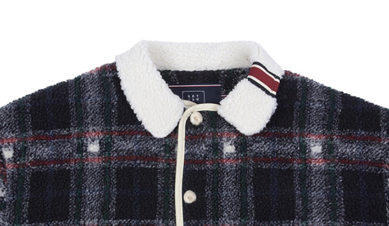 ロマンティッククラウン(ROMANTIC CROWN) CLASSIC CHECK FLEECE JACKET_NAVY