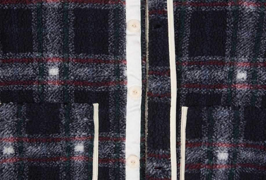 ロマンティッククラウン(ROMANTIC CROWN) CLASSIC CHECK FLEECE JACKET_NAVY