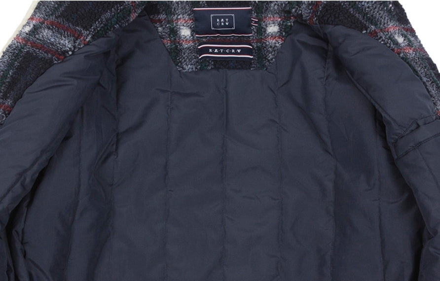 ロマンティッククラウン(ROMANTIC CROWN) CLASSIC CHECK FLEECE JACKET_NAVY