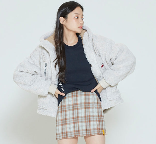 ロマンティッククラウン(ROMANTIC CROWN) HEAVY FLEECE HOODIE PARKA_MELANGE IVORY