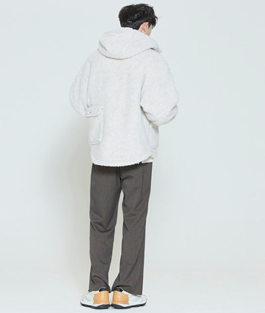 ロマンティッククラウン(ROMANTIC CROWN) HEAVY FLEECE HOODIE PARKA_MELANGE IVORY