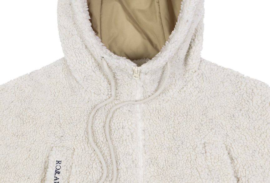ロマンティッククラウン(ROMANTIC CROWN) HEAVY FLEECE HOODIE PARKA_MELANGE IVORY