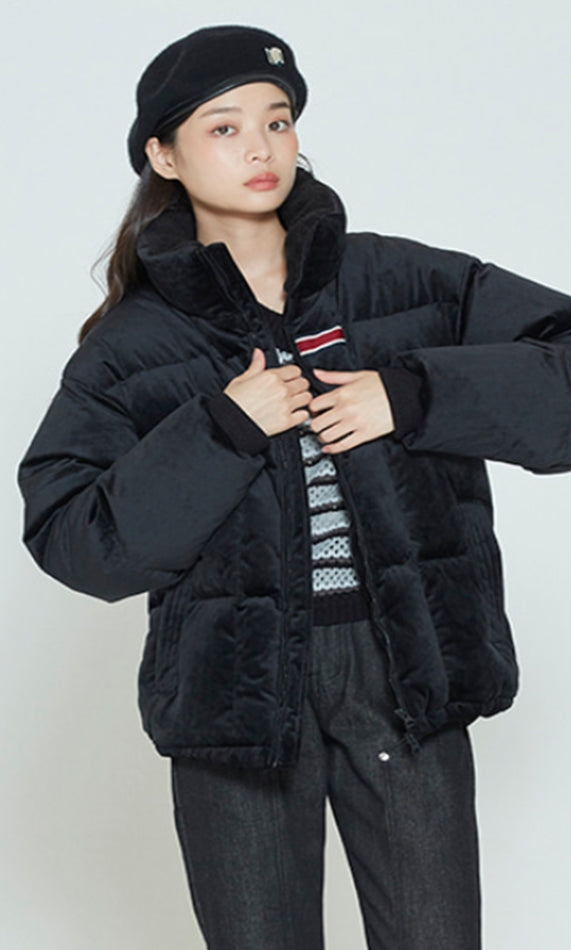 ロマンティッククラウン(ROMANTIC CROWN) VELVET DUCK DOWN PARKA_BLACK