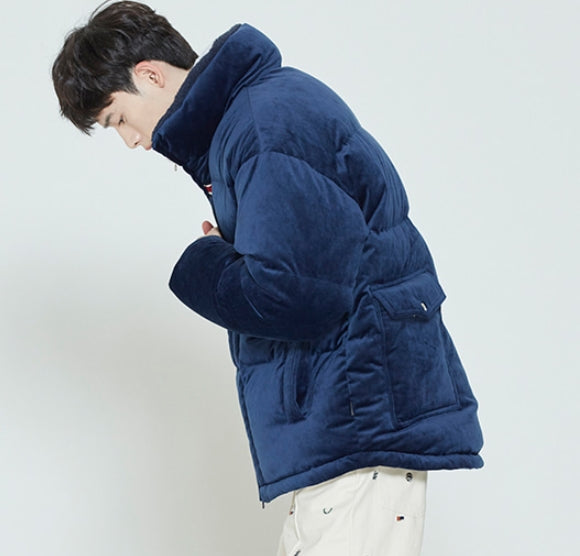 ロマンティッククラウン(ROMANTIC CROWN) VELVET DUCK DOWN PARKA_DARK BLUE