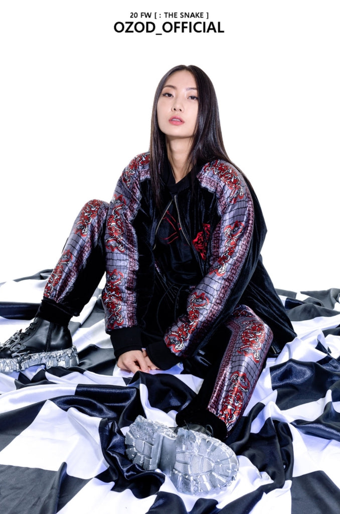 オージーオーディー(OZOD) velvet snake pants_black