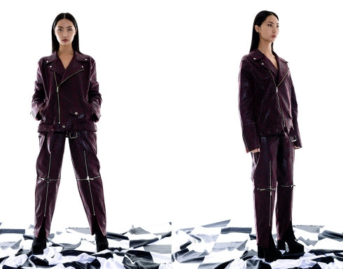 オージーオーディー(OZOD) phyton zipper pants_wine