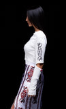 オージーオーディー(OZOD) snake crop top_white