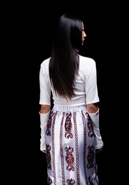 オージーオーディー(OZOD) snake crop top_white