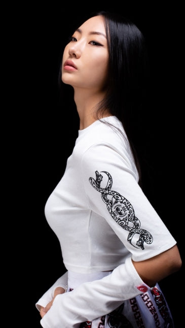 オージーオーディー(OZOD) snake crop top_white