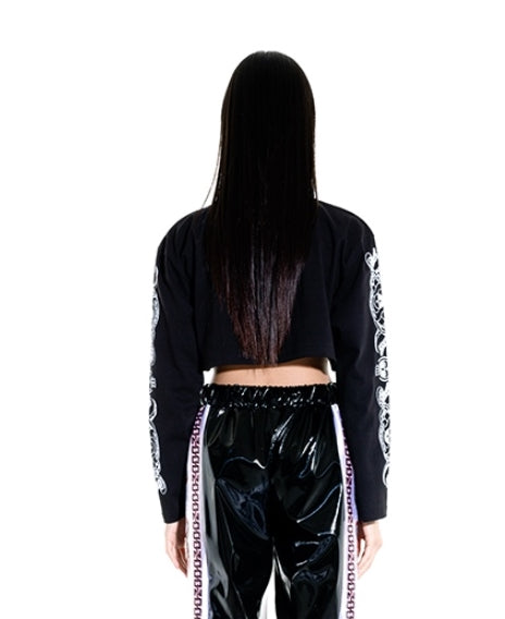 オージーオーディー(OZOD) freewill sleeve crop top_black