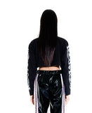 オージーオーディー(OZOD) freewill sleeve crop top_black