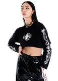 オージーオーディー(OZOD) freewill sleeve crop top_black