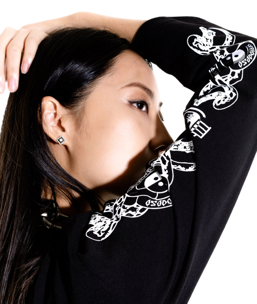 オージーオーディー(OZOD) freewill sleeve crop top_black