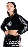 オージーオーディー(OZOD) freewill sleeve crop top_black