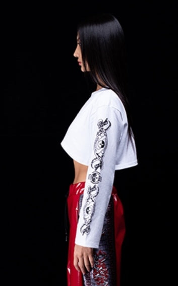 オージーオーディー(OZOD) freewill sleeve crop top_white
