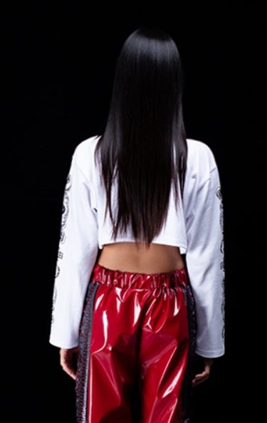 オージーオーディー(OZOD) freewill sleeve crop top_white