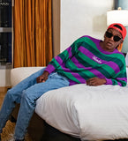 ワンダービジター(WONDER VISITOR)    Logo Triple Stripe Knit