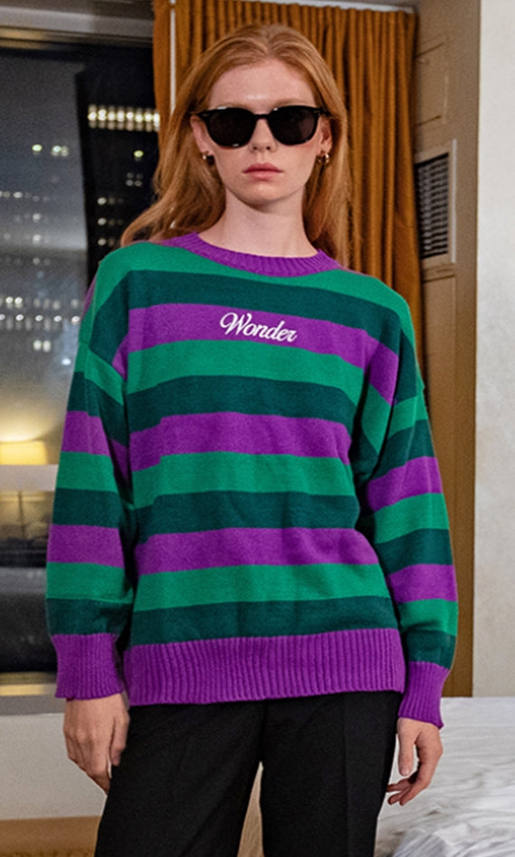 ワンダービジター(WONDER VISITOR)    Logo Triple Stripe Knit