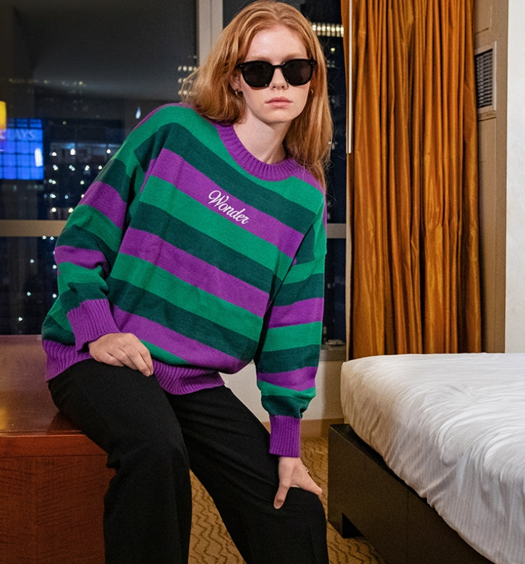 ワンダービジター(WONDER VISITOR)    Logo Triple Stripe Knit