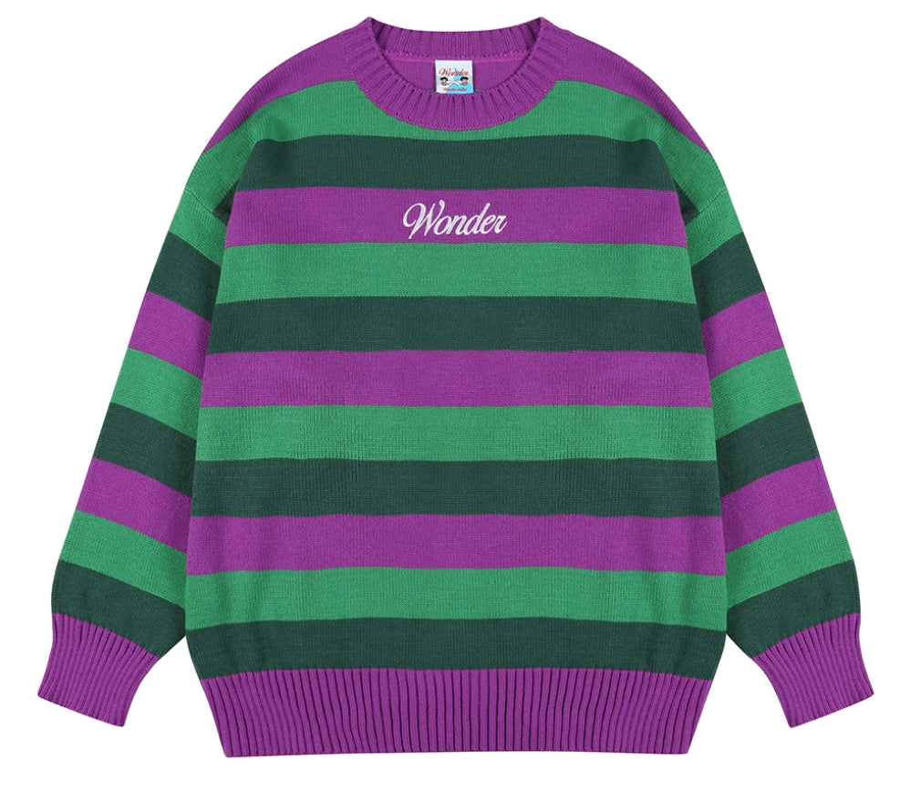 ワンダービジター(WONDER VISITOR)    Logo Triple Stripe Knit