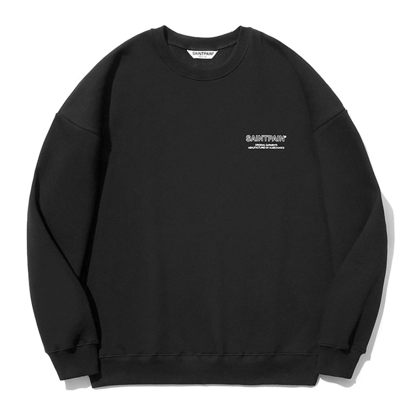 セイントペイン(SAINTPAIN)  SP Out Line Logo Crew Neck-Black