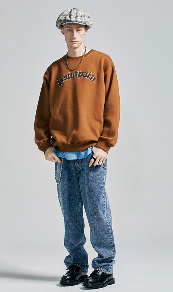 セイントペイン(SAINTPAIN)  SP Arch Logo Crew Neck-Brown