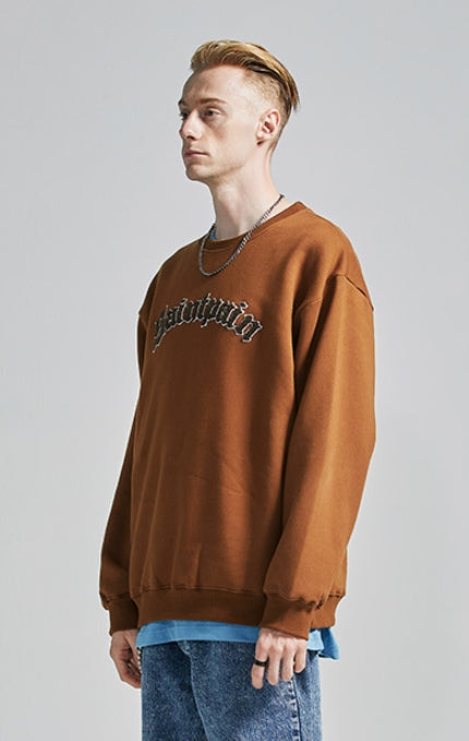 セイントペイン(SAINTPAIN)  SP Arch Logo Crew Neck-Brown
