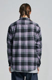 セイントペイン(SAINTPAIN)  SP Loose Fit Panel Check Shirts-Purple