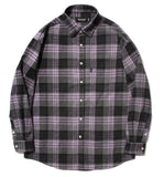 セイントペイン(SAINTPAIN)  SP Loose Fit Panel Check Shirts-Purple